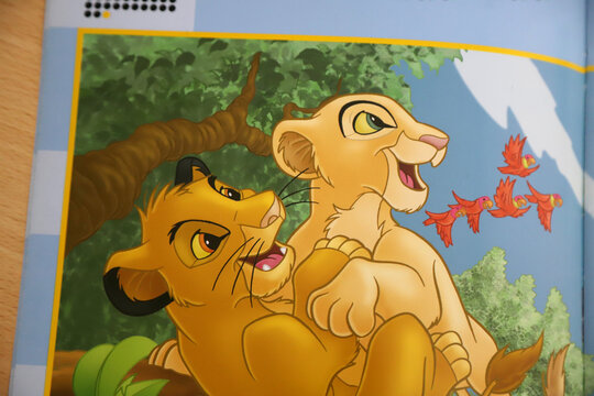 
Illustration of Simba and Nala. Lions characters from the movie The Lion King. Disney animated characters.