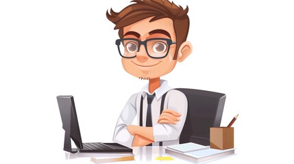 Stunning Office Cartoon Character: A Fun and Lively Workplace Visual. Showcasing Creativity and Energy.