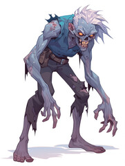 Creepy Zombie in Tattered Clothes with a Menacing Stance
