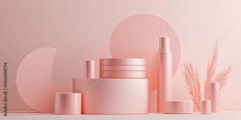 Poster minimalistic cosmetic backdrop for product display geometric design stand for packaging showcase and