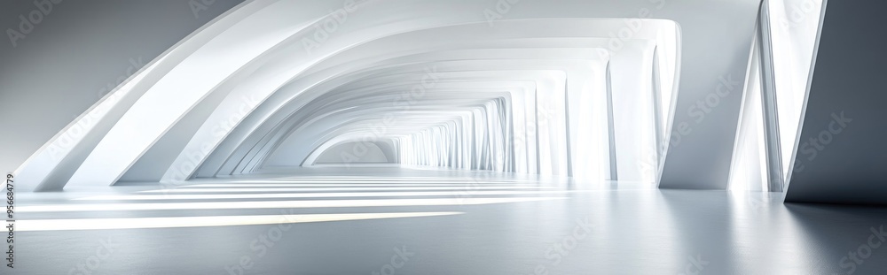 Aufkleber Abstract modern architectural background featuring a spacious empty interior 3D
