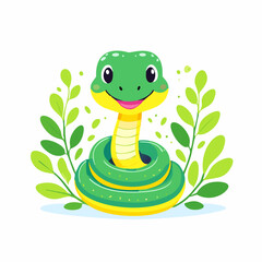 Fototapeta premium Snake Cute Small Cartoon Baby Animal Character 