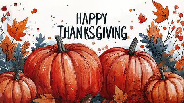 A decorative autumn frame with a pumpkins. Happy Thanksgiving