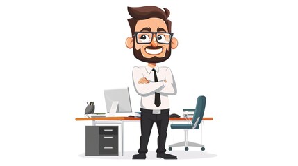 Stunning Office Cartoon Character: A Fun and Lively Workplace Visual. Showcasing Creativity and Energy.