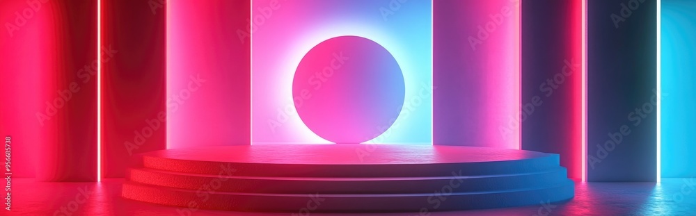 Aufkleber Abstract podium background featuring geometric shapes in pastel pink colors Minimalist 3D rendering with a focus on geometrical elements