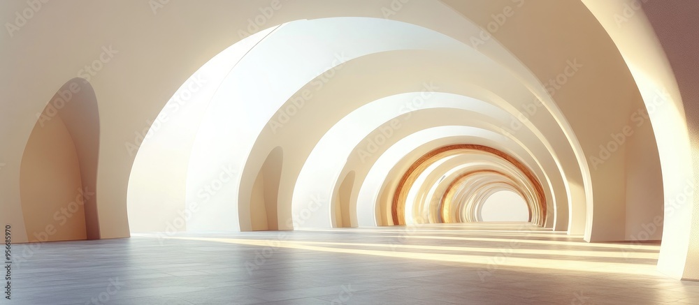 Poster Abstract background of arched interiors in a 3D architectural rendering