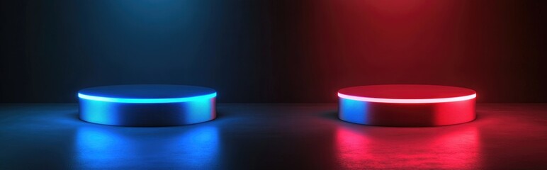 Metallic blue podium Realistic 3D representation