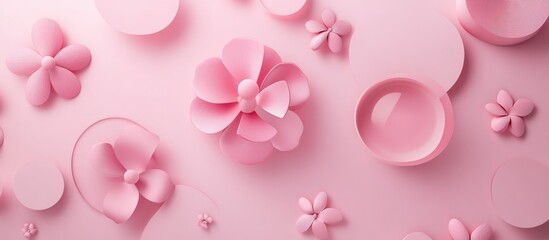 Abstract pink geometric floral shapes background ideal for 3D product presentation
