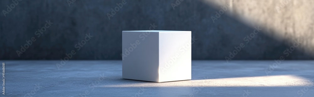 Poster blank cube stand for product or branding display 3d render