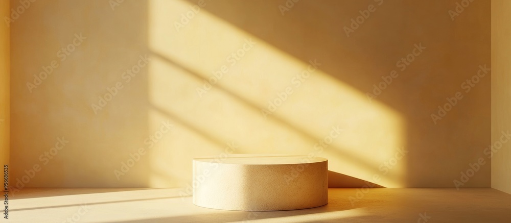 Poster Minimalist abstract background with a pedestal 3D illustration and rendering
