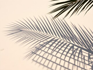 Obraz premium Palm leaves shadow on a sandy beach background