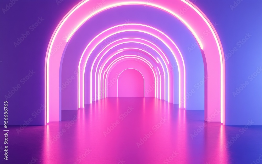 Poster Abstract architectural background featuring an arched interior in a 3D render