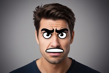 Obraz premium Skeptical Emoticon Sticker Expressing Tension and Uncertainty