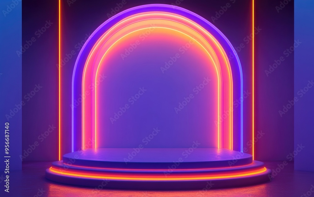 Poster Abstract background featuring a podium and wall created through 3D illustration and rendering