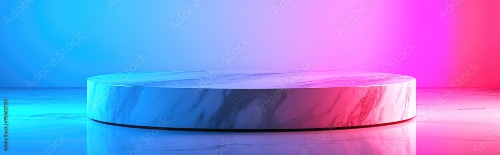 Aufkleber Department of field perspective of a top marble table on a white background High key style 3D rendering