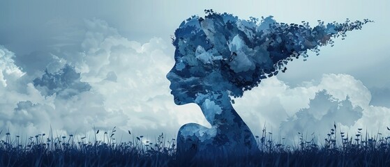 2D illustration depicting the concept of mental health