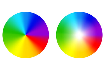 Obraz premium Color wheel illustration. Vibrant rainbow spectrum. Circular gradient design. Abstract vector graphic.