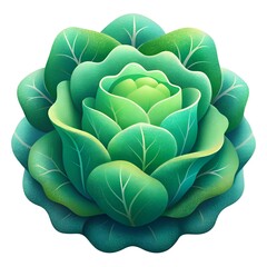 Obraz premium A fresh and vibrant 3D illustration of a butterhead lettuce. perfect for adding a touch of nature to your designs.