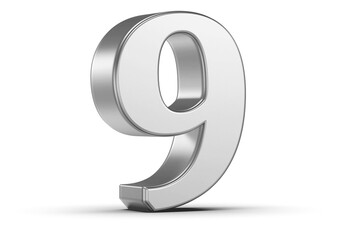 Silver 3D Number 9