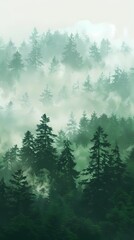 Fototapeta premium Forest foggy illustration poster background 