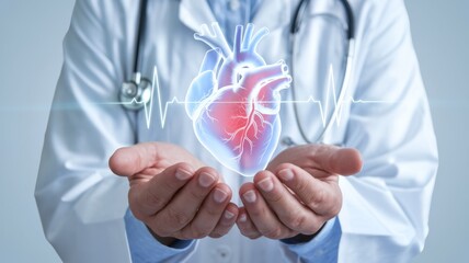Doctor Holding Holographic Heart