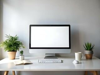 Clean and modern desktop mockup with a blank screen. ideal for showcasing website designs. apps. or presentations.