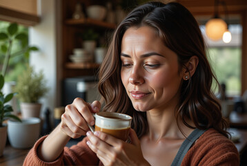 woman drinking coffee