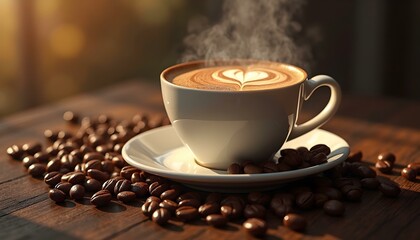 Coffee with heart latte art