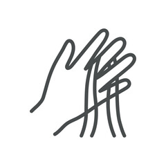 Female Hair Loss Icon. Simple Line Illustration of a Hand with Falling Hair Strands, Representing Hair Thinning and Alopecia in Women.