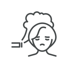 Passive Smoking Icon. Simple Line Illustration of a Person Inhaling Secondhand Smoke, Representing Health Risks and Air Quality.
