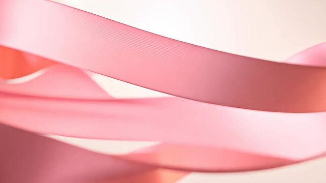 A soft pink ribbon gracefully flowing against a light background, creating a gentle and delicate look.