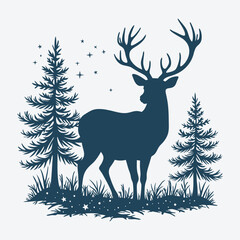 Winter Christmas Scene Vector Illustration