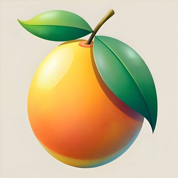 A vibrant. 3D illustration of a single mangaba fruit with two leaves. perfect for adding a tropical touch to your designs.