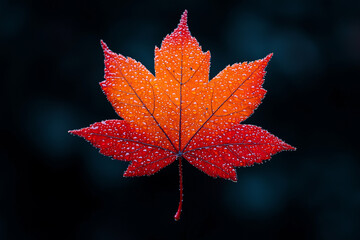 Close-Up of a Maple Leaf with Vibrant Autumn Colors