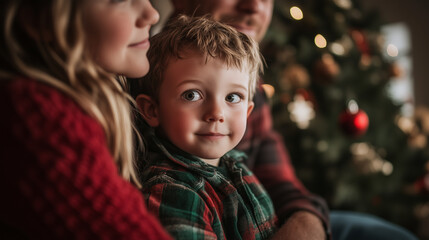 Obraz premium Family Christmas Celebration – Candid Moments