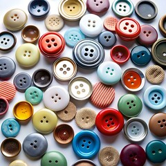 Fototapeta premium A vibrant and playful collection of colorful buttons in various shapes and sizes. perfect for adding a touch of whimsy and charm to craft projects. scrapbooking. and more.