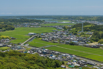 日本　三重県志摩市磯部町にある鸚鵡岩の頂上からの風景