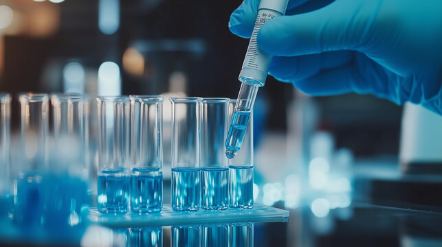 Profesjonalni badacze w laboratorium medycznym zajmują się zaawansowanymi eksperymentami chemicznymi, wspierając rozw&oacute;j nowoczesnych technologii medycznych.