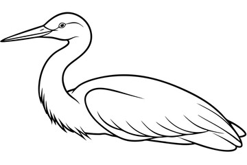  Egret bird lies icon line art vector art illustration