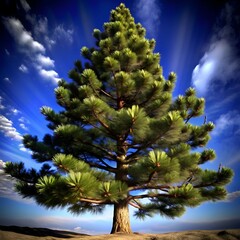 A majestic 3D rendering of a cedar tree. showcasing its intricate branches and lush foliage.