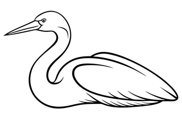  Egret bird lies icon line art vector art illustration