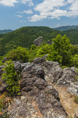 日本　三重県志摩市磯部町にある鸚鵡岩の頂上からの風景
