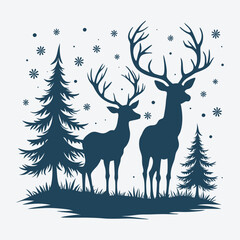 Winter Christmas Scene Vector Illustration