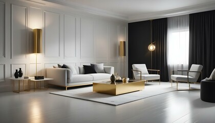 Fototapeta premium Photo interior modern design room 3d illustration