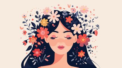 Mental Health Positive Abstract Portrait of Young Woman