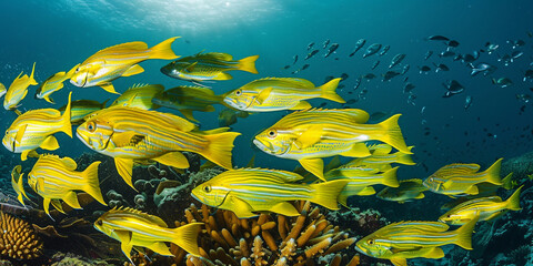 fish in aquarium with see background 