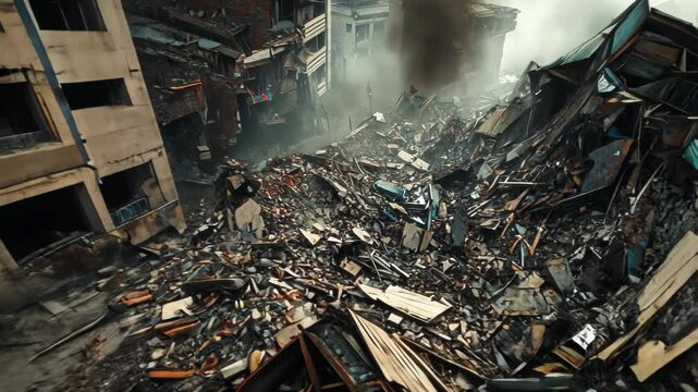 A city destroyed by a natural disaster