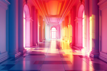 Imaginative 3D door with futuristic magic, side view, showcasing creative and mystical beauty, digital tone, Triadic Color Scheme