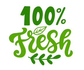 100 Percent Fresh Natural Product Badge Lettering