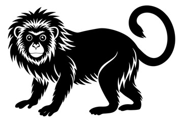 black and white illustration of a lion